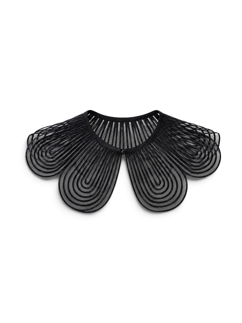 Black Scalloped Detachable Collar - Elegant Layering Accessory
